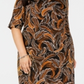 Connected Trendy Plus Leaf-Print Sheath Dress Brown Size 14W