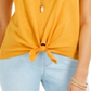 Style & Co Women's Eyelet Sleeve Tie Front Top Yellow Size XX-Large
