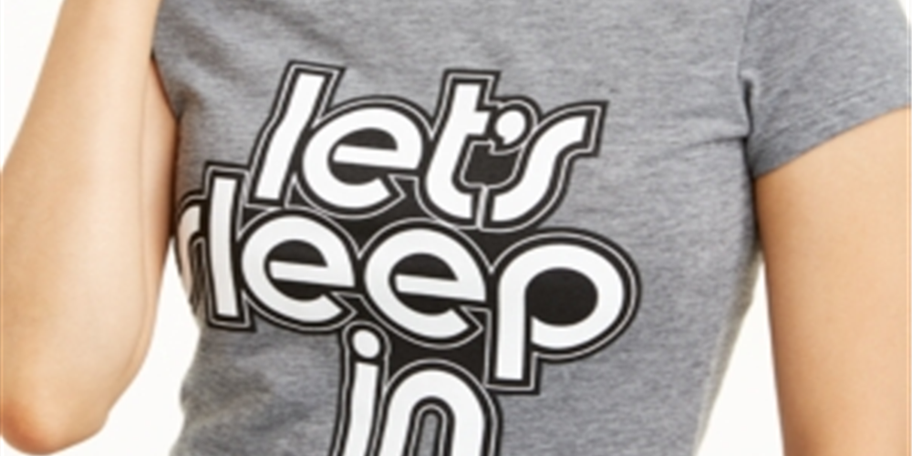 Love Tribe Juniors' Let's Sleep in Graphic T-Shirt Black Size Large