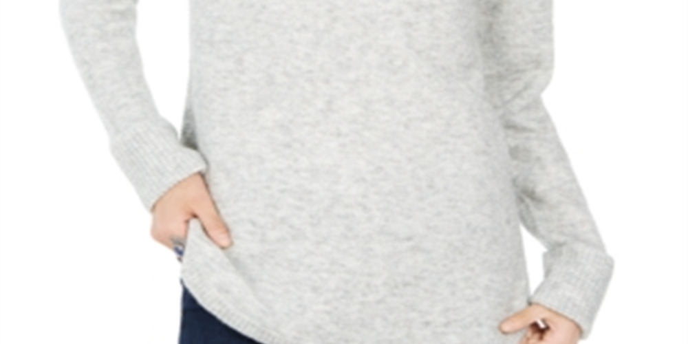 Style & Co Women's Cowl-Neck Waffle-Knit Sweater Gray Size XS