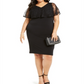 Connected Women's Plus Size Lace Overlay Sheath Dress Black Size 18W