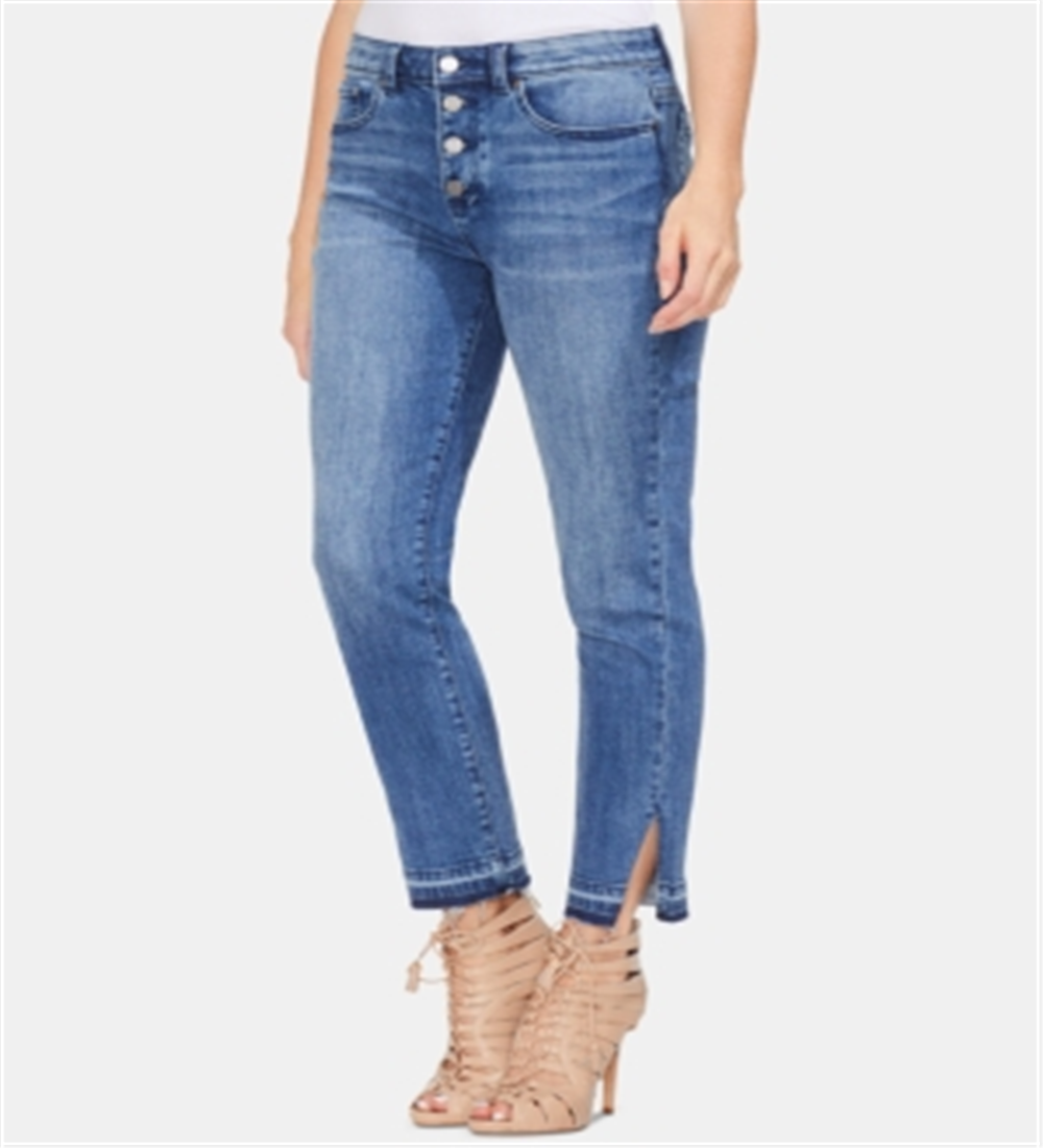 Vince Camuto Women's High Rise Button Fly Jean, Spectrum Blue Size 31