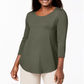 JM Collection Women's Scoop-Neck Top Green Size XS