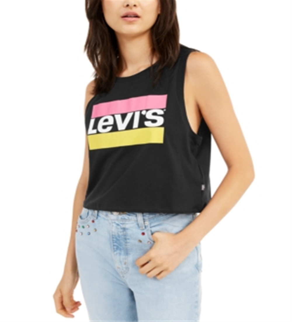 Levi's Women's Graphic Crop Tank Black Size Medium