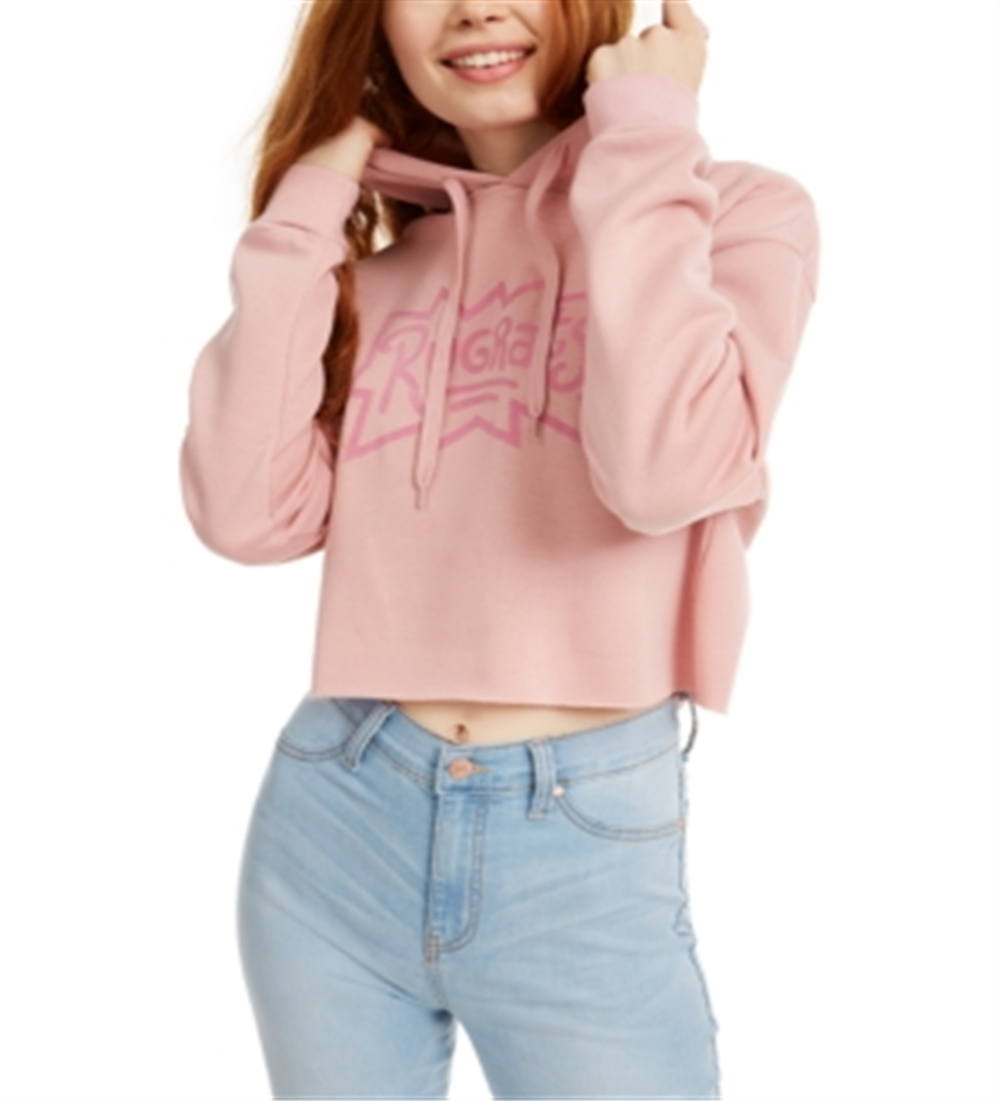 Warner Brothers Juniors' Cropped Rugrats Hoodie - Blush Pink Size XL