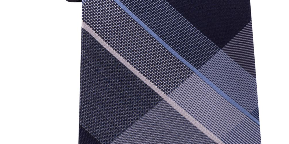Kenneth Cole Reaction Men's Neck Tie Track Plaid Skinny Slim Silk  Blue One Size