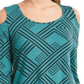JM Collection Women's 3/4-Sleeve Cold-Shoulder Top  Green Size Small