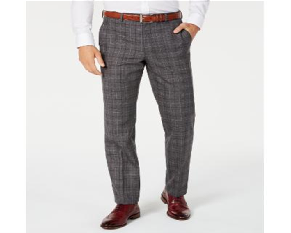Lauren Ralph Lauren Men's Classic-Fit UltraFlex Stretch Dark Gray Windowpane Suit Pants Dark Grey Size 32X30 -