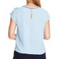 Vince Camuto Women's Extended Shoulder Shirred Blouse Blue Size Small