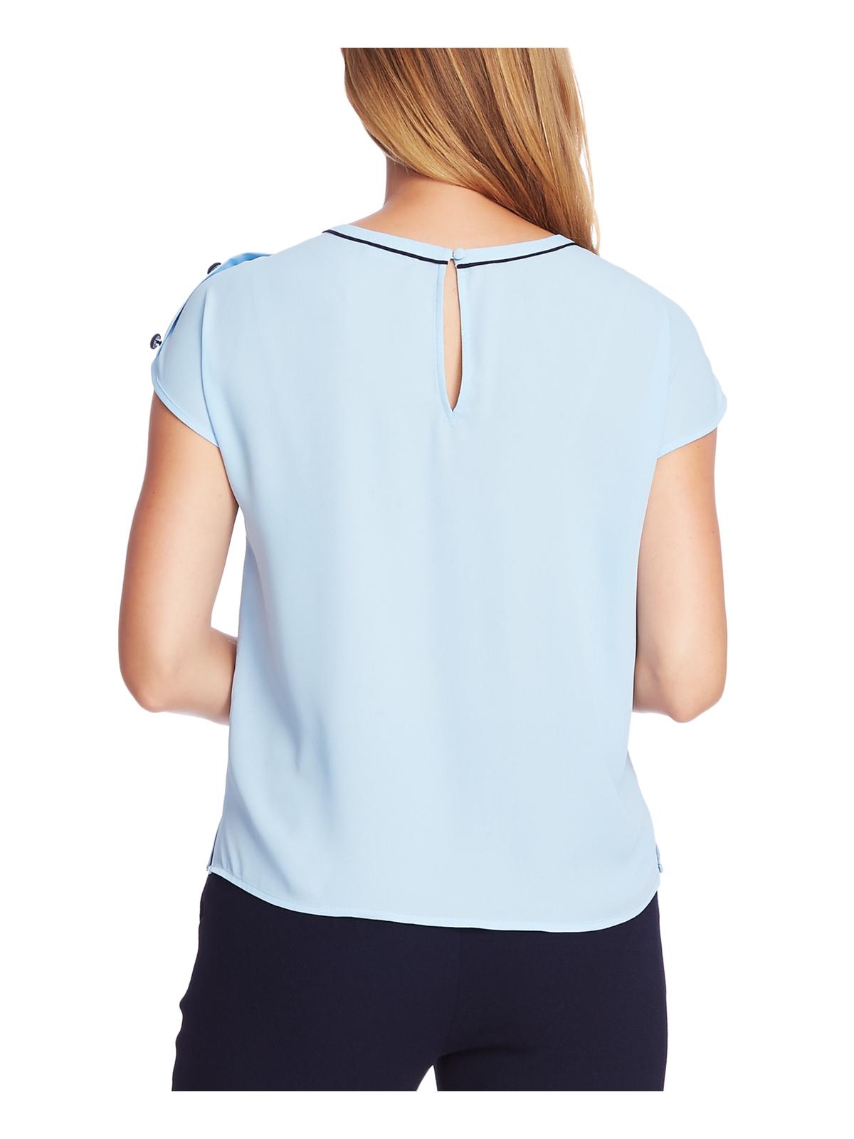 Vince Camuto Women's Extended Shoulder Shirred Blouse Blue Size Small