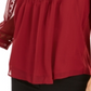 Charter Club Women's Petite Sheer Sleeve Pintuck Top Carriage Red Size Petite L