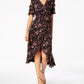 KENSIE Women's Floral Short Sleeve V Neck Tulip Dress Black Size 4