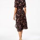 KENSIE Women's Floral Short Sleeve V Neck Tulip Dress Black Size 4