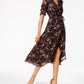 KENSIE Women's Floral Short Sleeve V Neck Tulip Dress Black Size 4