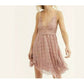 FREE PEOPLE Women's Spaghetti Strap Short Fit + Flare Dress Coral Size Large