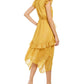 INC Women's Metallic V-Neck MIDI Dress Gold  Size XS