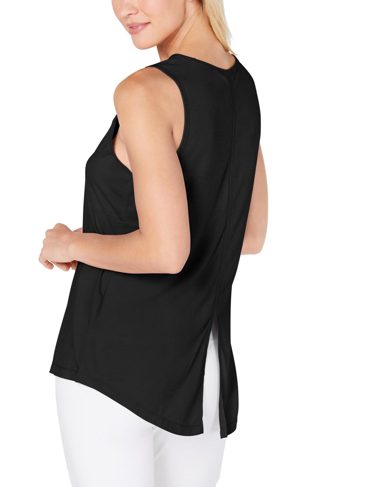 Ideology Women's Athletic Tie-Back Tank Top Black Size Largr