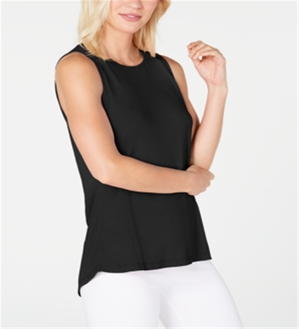 Ideology Women's Athletic Tie-Back Tank Top Black Size Largr