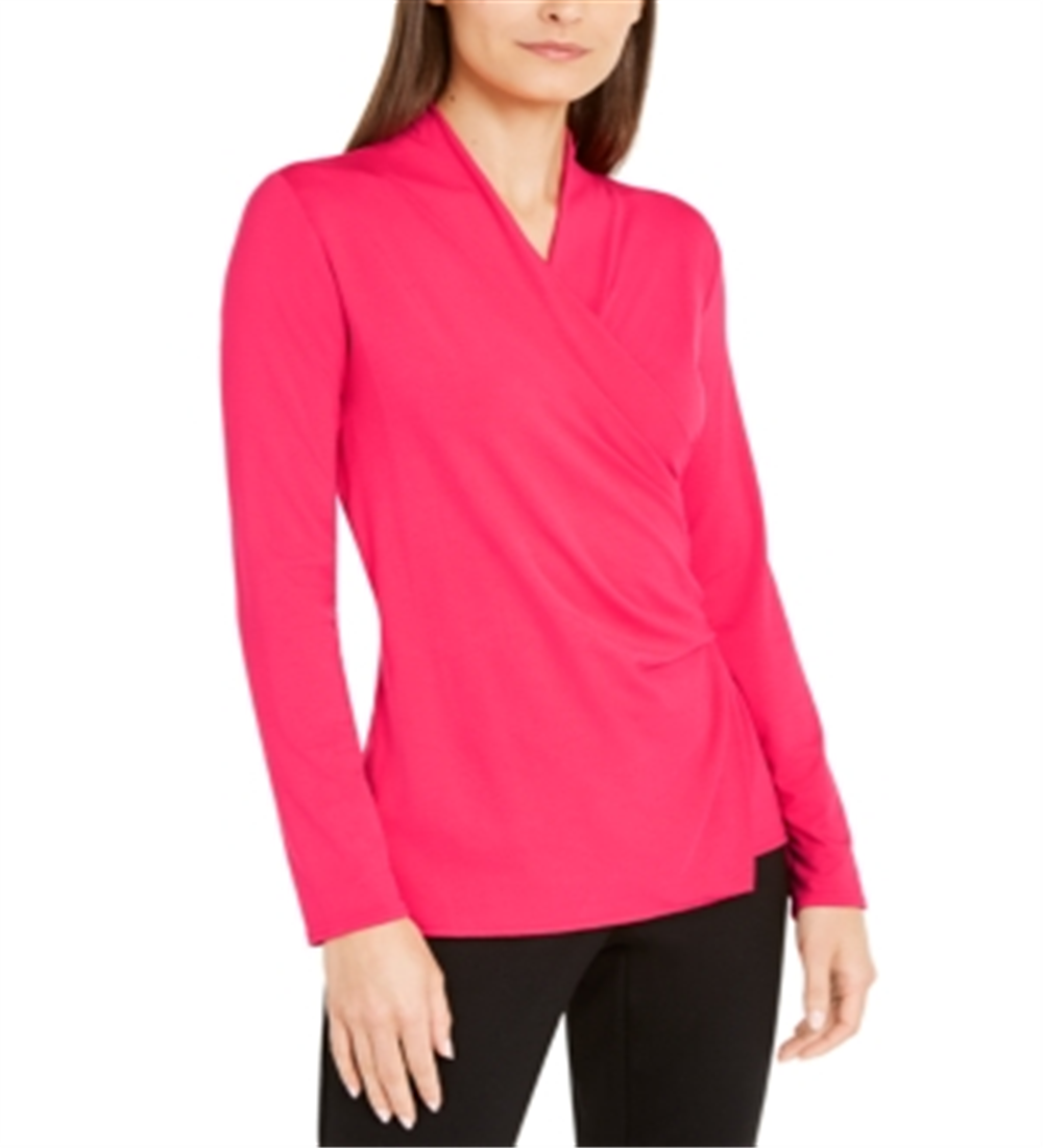 Adidas Women's Knit Long Sleeve Wrap Top Red Size Small