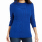 Charter Club Women's  Textured Solid Long Sleeve Jewel Neck Sweater Blue Size Petite L