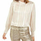 Alfani Women's Mock Neck Smocked Cuff Top Brown Size 44