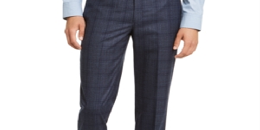 Calvin Klein Men's Windowpane Plaid Work Pants Blue Size 36X32