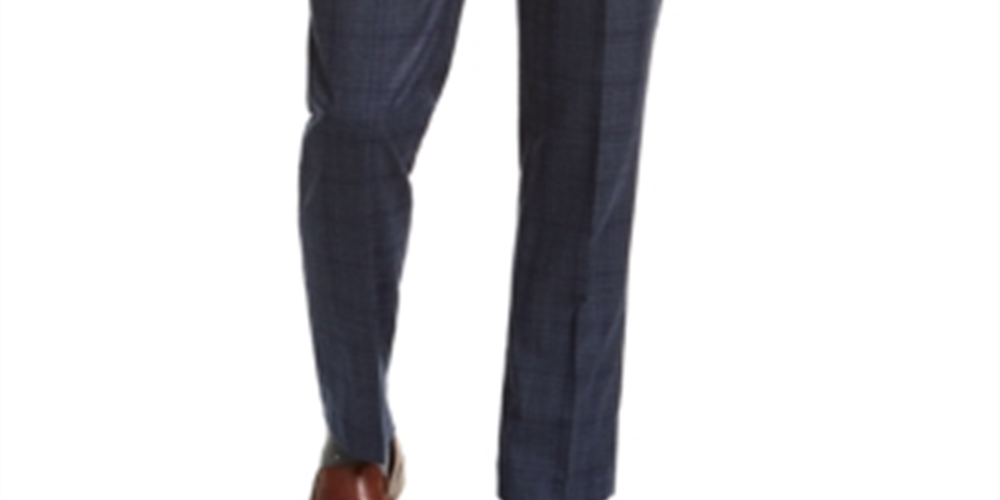 Calvin Klein Men's Windowpane Plaid Work Pants Blue Size 36X32