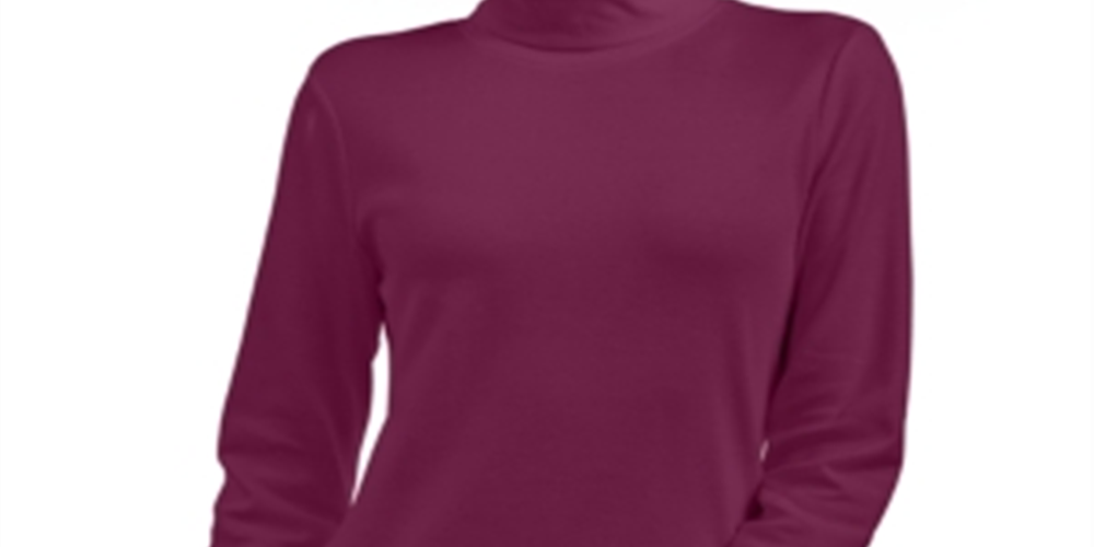 Karen Scott Women's Petite Cotton Turtleneck Top Purple Size Petite S