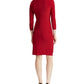 Lauren Ralph Lauren Women's Long Sleeve V Neck Above the Knee Cocktail Sheath Dress Petites Red Size 10 P