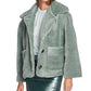 Vince Camuto Women's Crop Faux Fur Jacket Green Size Large