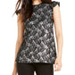 Michael Kors Women's Floral Cap Sleeve Crew Neck T-Shirt Black Size XX-Large