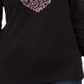 Karen Scott Women's Cotton Heart Embellished Top Black Size Petite S