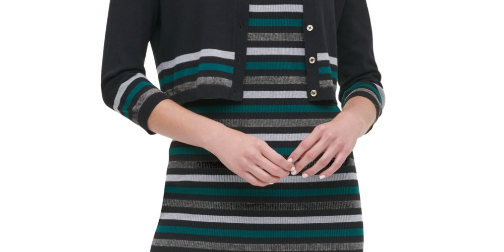 Tommy Hilfiger Women's Striped Cardigan Sweater Black Size S