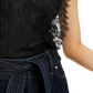 INC Women's Blouse Mock-Neck Lined Lace Keyhole Solid Black Size XS