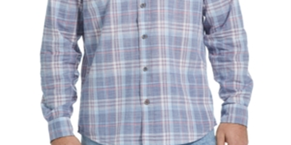Weatherproof Vintage Men's Regular Fit End on End Plaid Shirt Blue Size XXX-Large