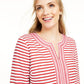 Charter Club Women's Embroidered Striped Linen Blend Tunic Red Size Large