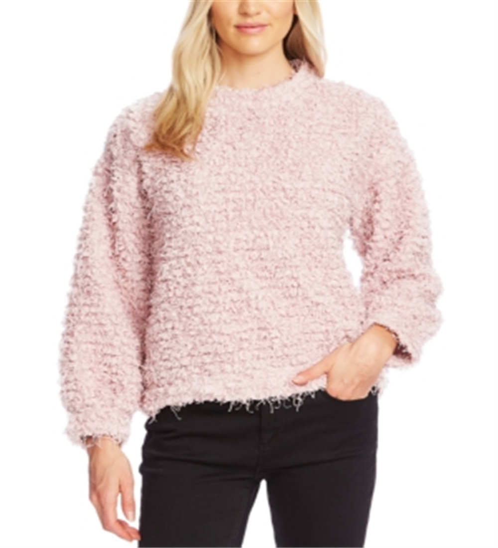 Vince Camuto Women's Teddy Knit Mock Neck Sweater Pink Size M