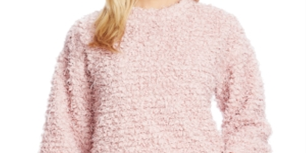 Vince Camuto Women's Teddy Knit Mock Neck Sweater Pink Size M