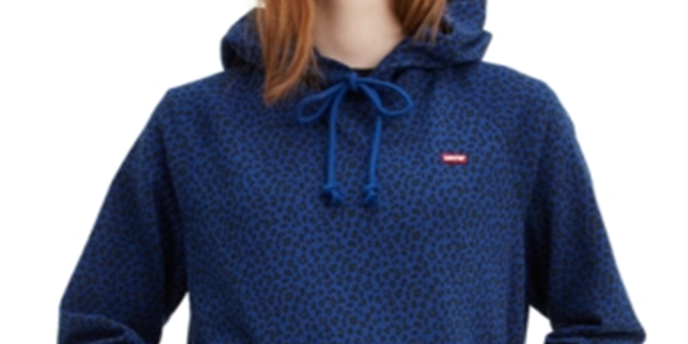 Levi's Women's Animal Print Logo Hoodie Blue Size XL