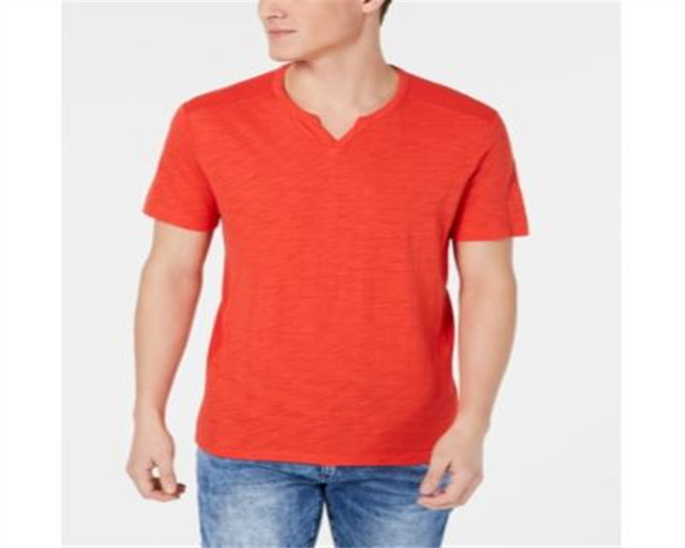 INC International Concepts Men's Ribbed Split Tee Red Size XXL