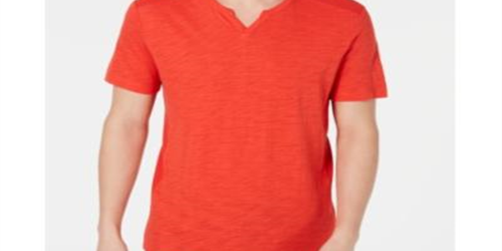 INC International Concepts Men's Ribbed Split Tee Red Size XXL