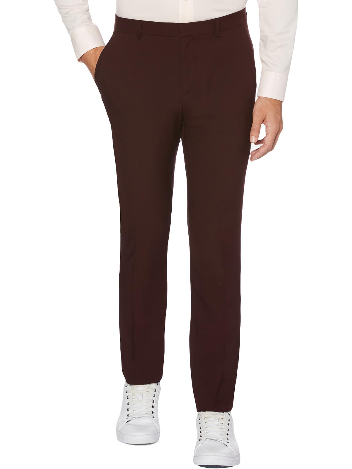 Perry Ellis Portfolio Men's Extra Slim Fit Lightweight Dress Pants Brown Size 32X29