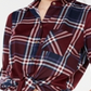 Polly & Esther Juniors' Plaid Roll-Tab Shirt Red Size Large