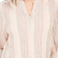 Style & Co Women's Striped Split Neck Top Pink Size X-Small