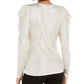 INC Women's Puff Sleeve Shine Party Top Gold Size  L