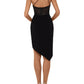 XSCAPE Women's Sleeveless Asymmetrical Neckline Below the Knee Body Con Cocktail Dress Black Size 8