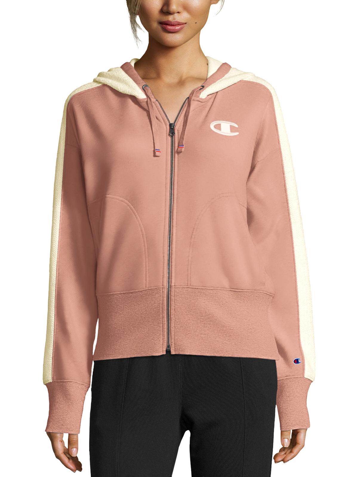 Champion Women's Heritage Herringbone Zip Hoodie Pink Size Medium