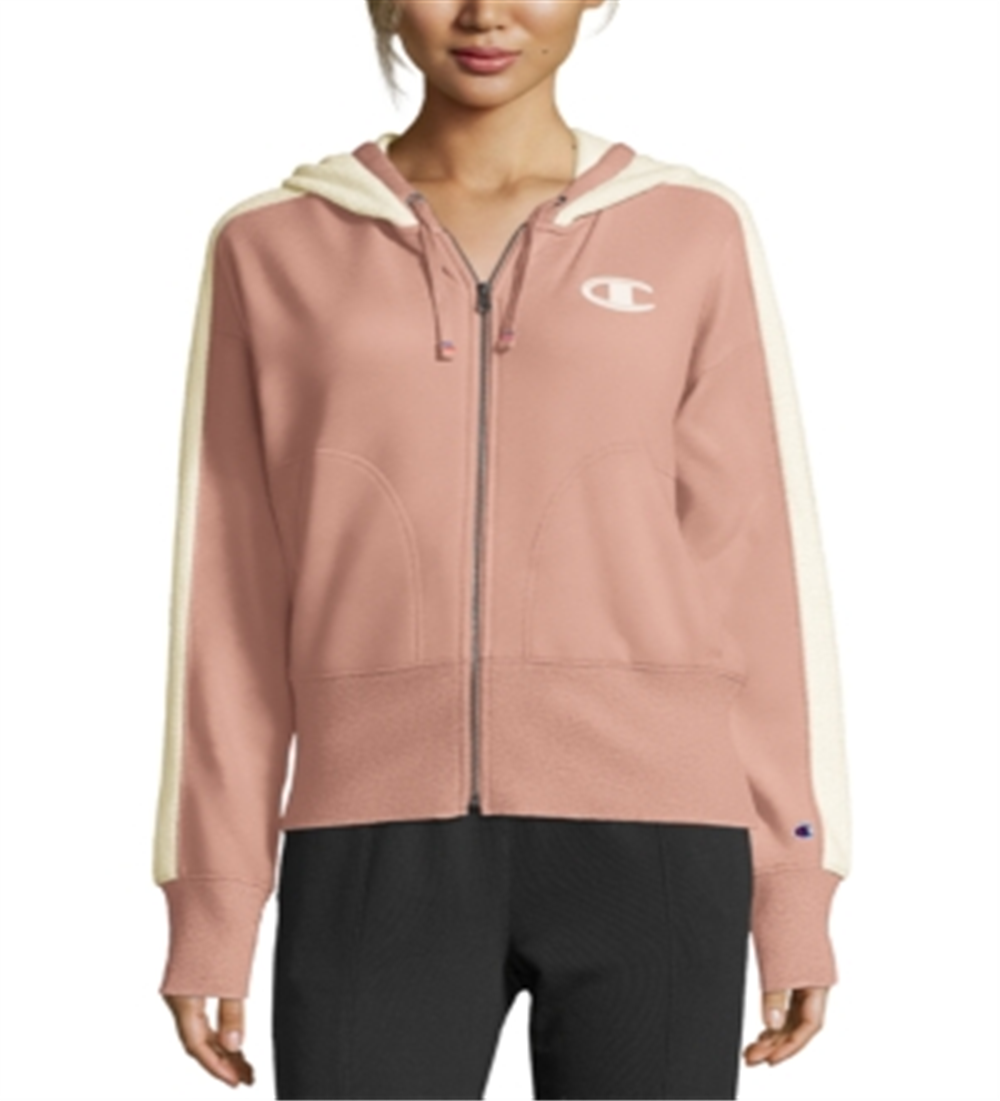 Champion Women's Heritage Herringbone Zip Hoodie Pink Size Medium