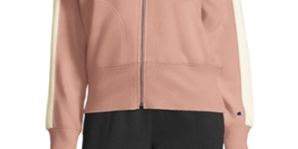 Champion Women's Heritage Herringbone Zip Hoodie Pink Size Medium