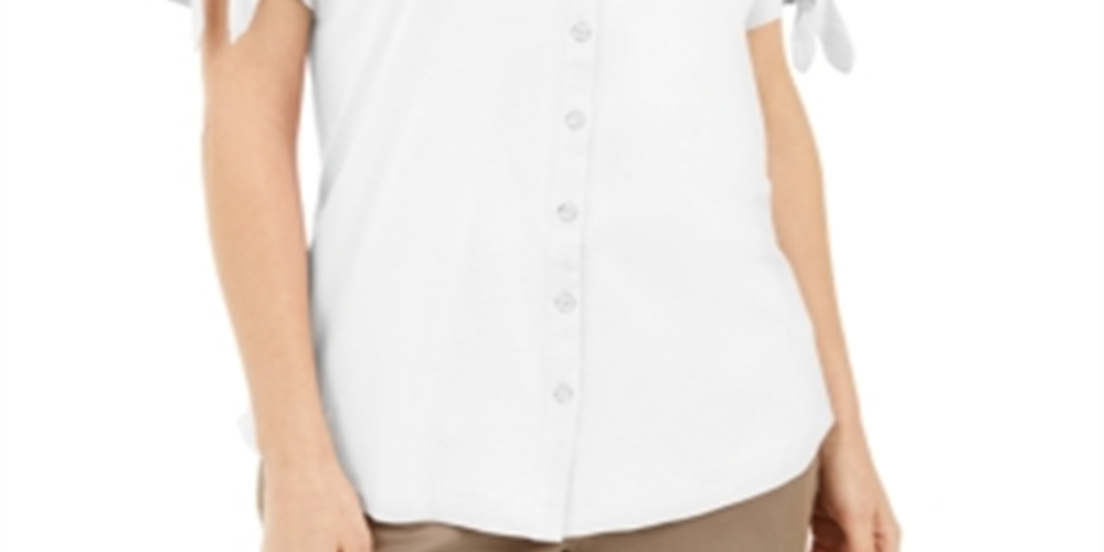 Karen Scott Women's Button Front Top White Size X-Small